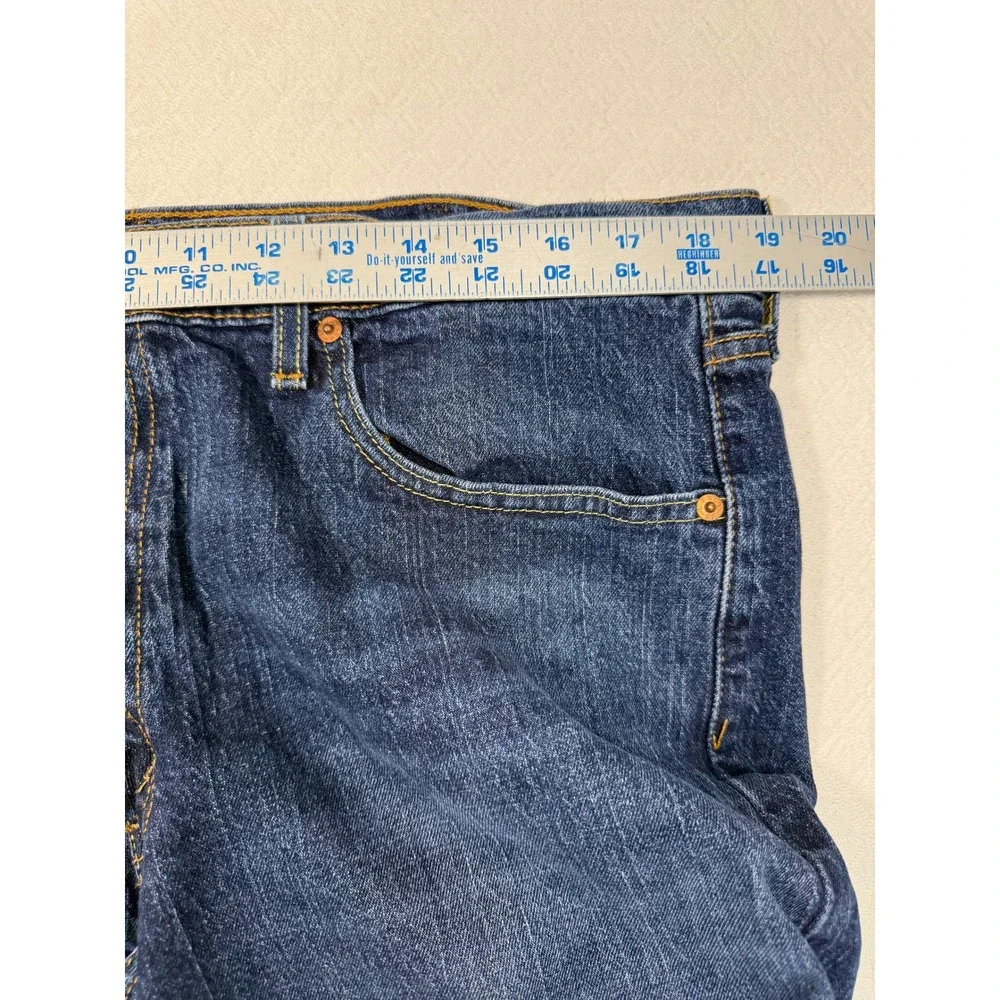 Levis 505 Regular Jeans Men Fits 38x27 Dk Wash Blue Straight Leg Denim Workwear